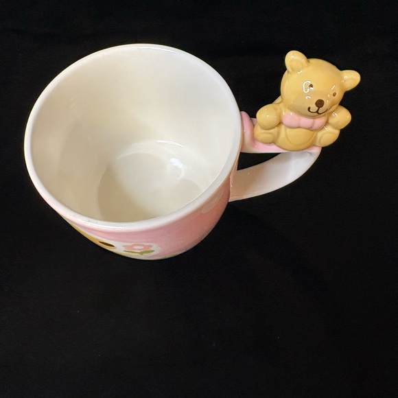 Cute Ceramic Bear Mug with Pink and Yellow Design - Picture 3 of 5